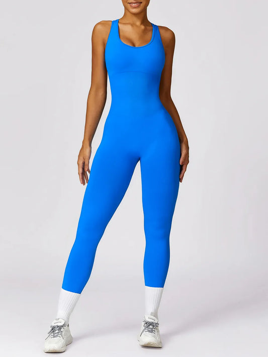 Cutout Racerback Active Jumpsuit Carauana Store