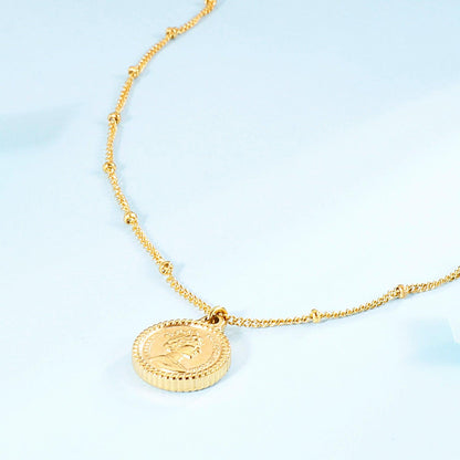 Stainless Steel Coin Pendant Necklace