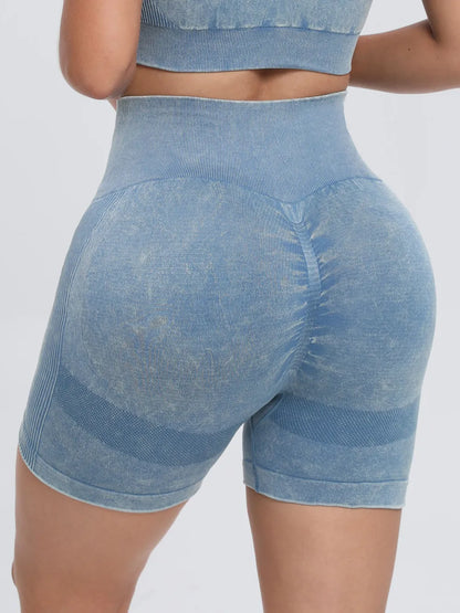 Washed High Waist Active Shorts Carauana Store