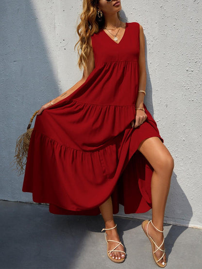 Tiered V-Neck Sleeve Dress