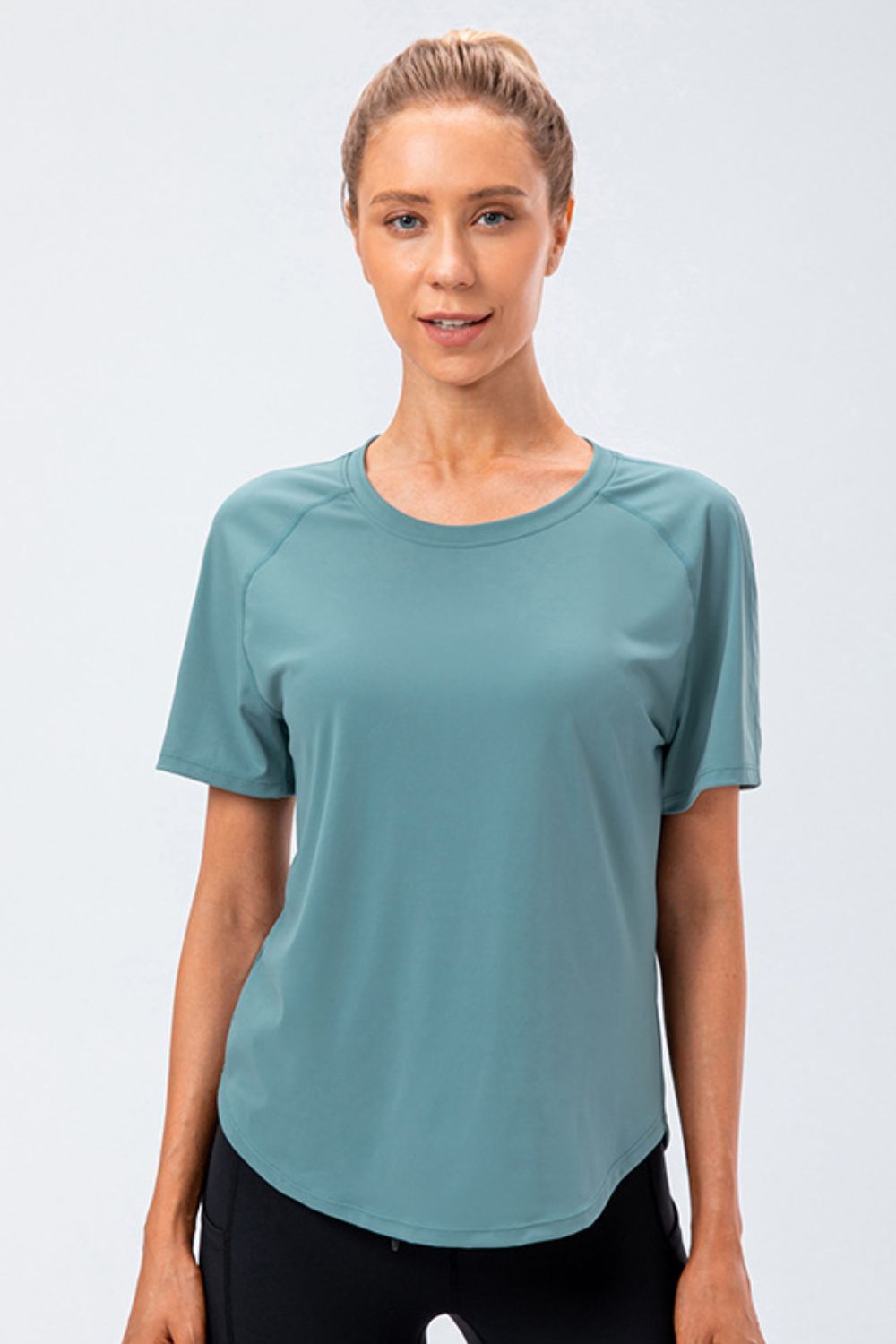 Round Neck Raglan Sleeve Active Tee Carauana Store