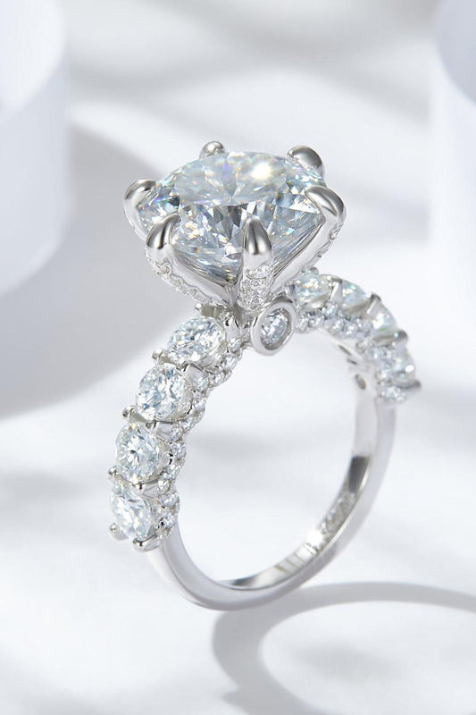 3-Carat Moissanite Platinum-Plated Side Stone Ring Carauana Store