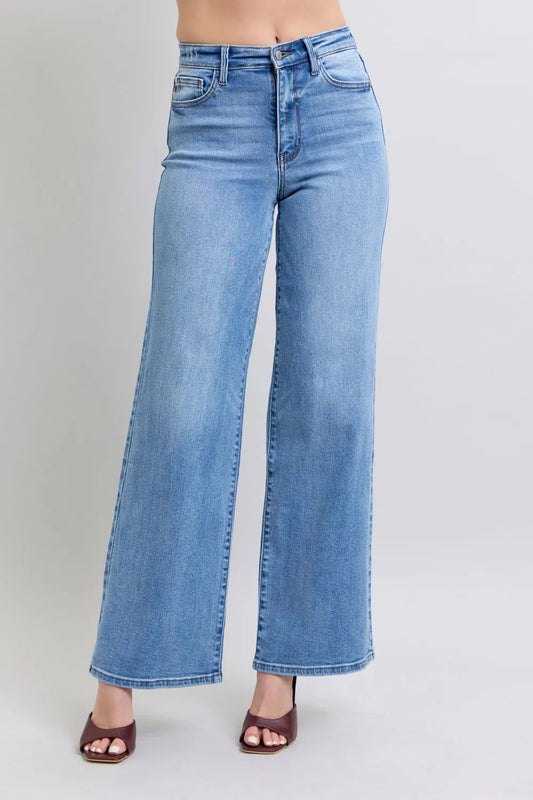 Judy Blue Full Size Wide Leg Jeans with Pockets Carauana Store