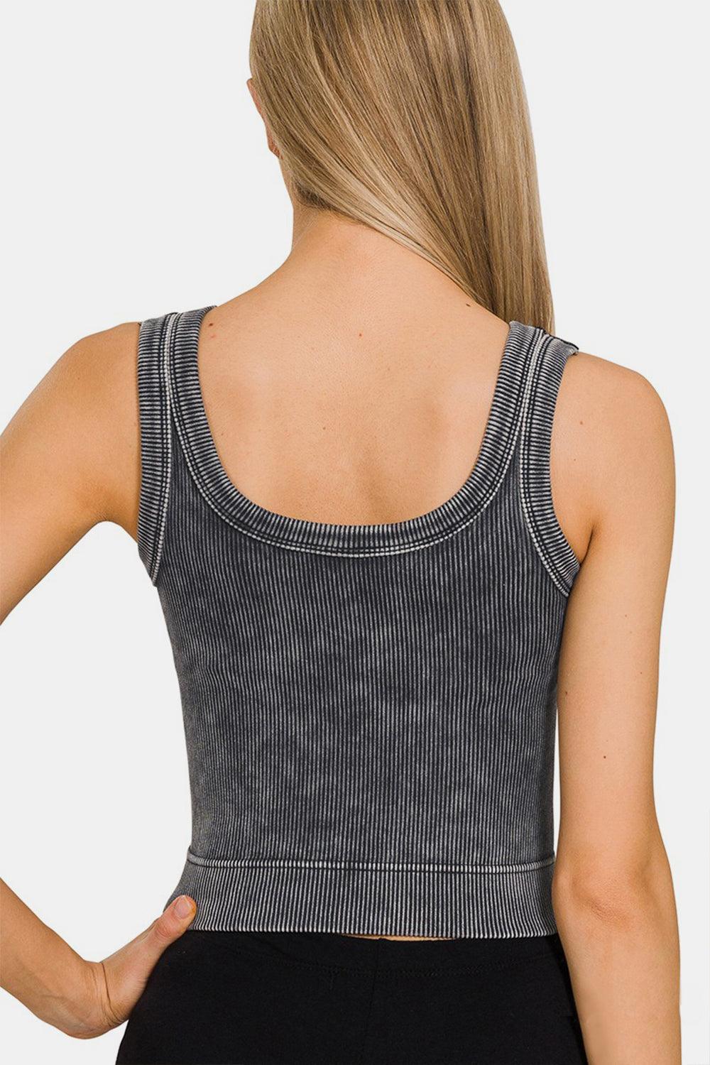 Zenana Washed Scoop Neck Wide Strap Tank