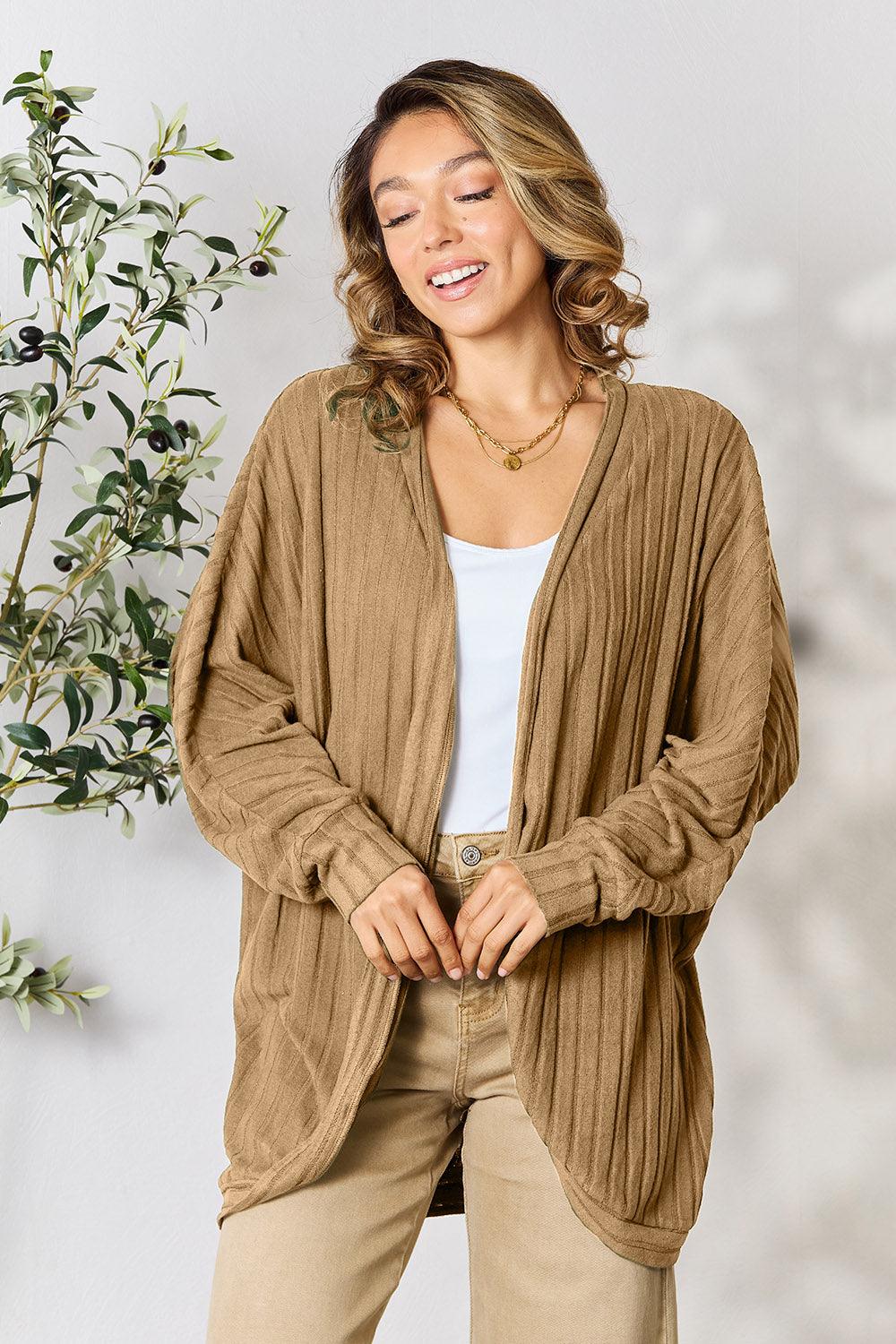 Basic Bae Full Size Ribbed Cocoon Cardigan CaRaUaNa Fashion