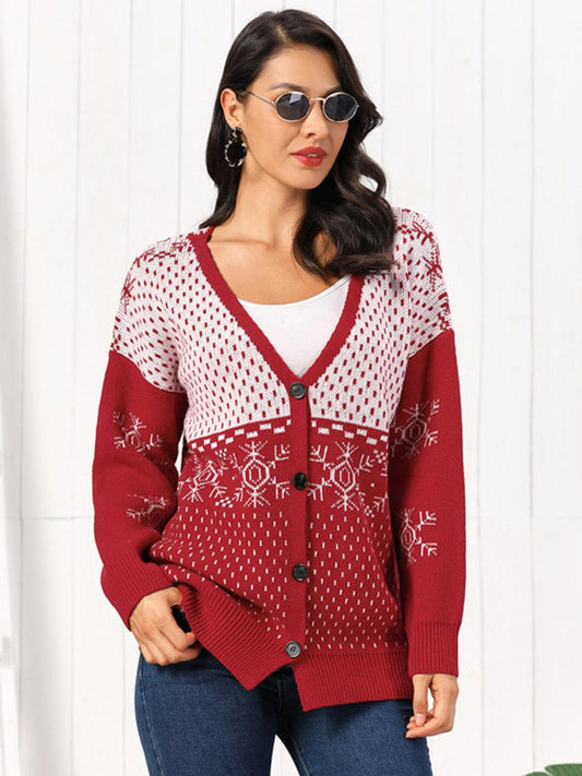 Snowflake Button Down Cardigan Carauana Store