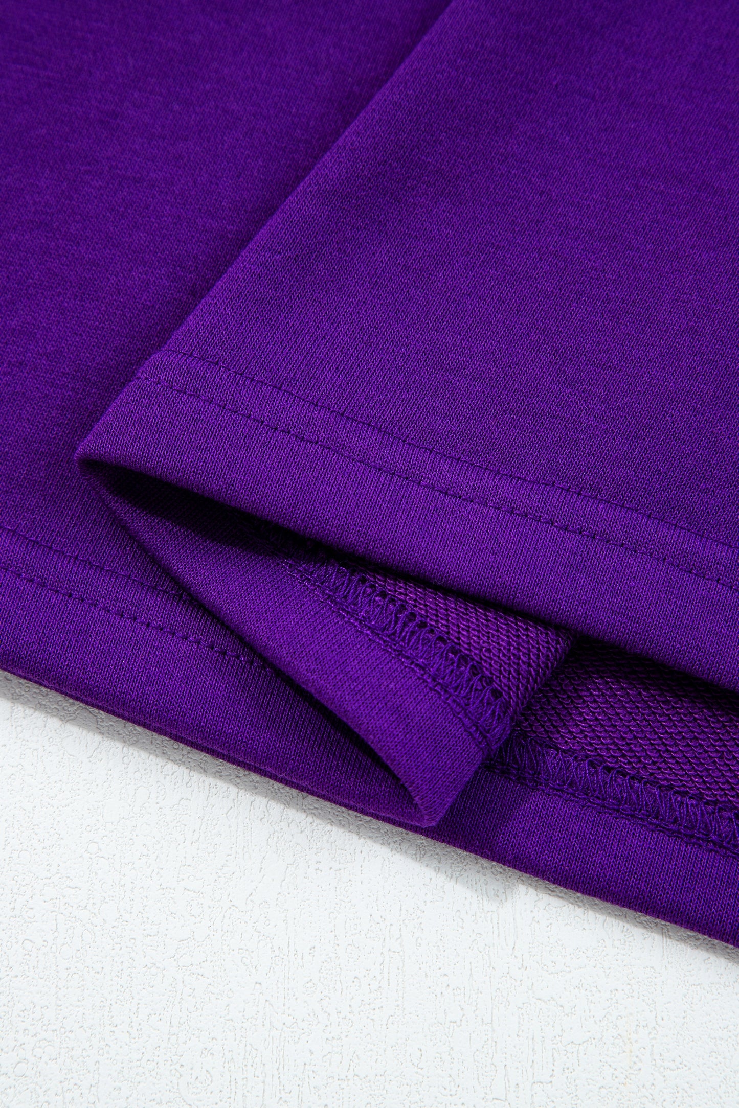 Tillandsia Purple Varsity Contrast Banded Sleeve Shift Sweatshirt Dress