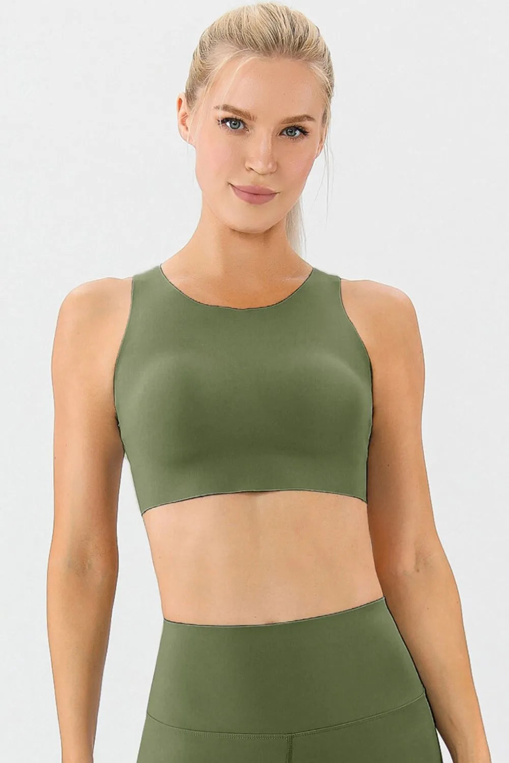 Round Neck Wide Strap Active Bra Carauana Store
