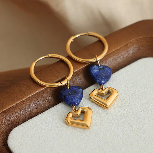 Heart Shape Lapis Lazuli Dangle Earrings Carauana Store