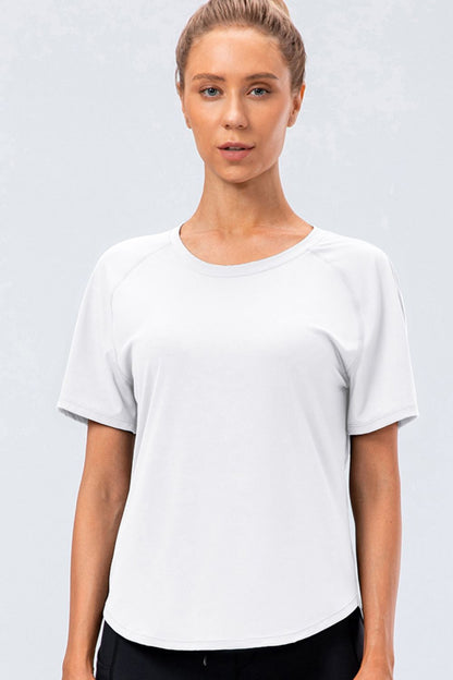 Round Neck Raglan Sleeve Active Tee Carauana Store