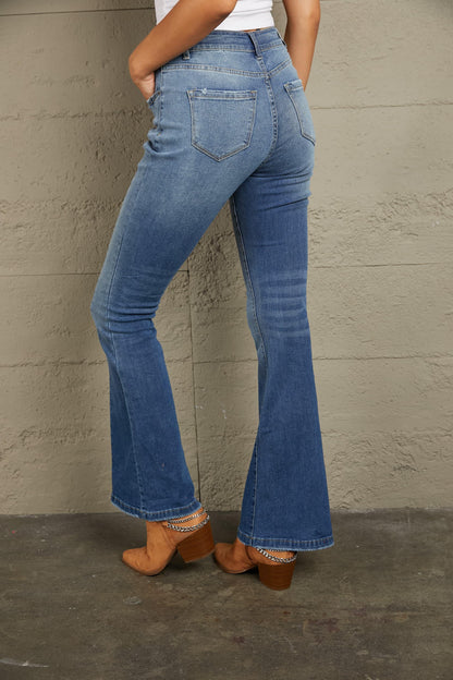 Baeful High Waist Flare Jeans with Pockets