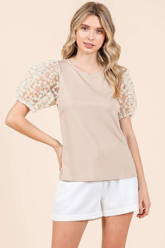 Mittoshop Round Neck Puff Short Sleeve Top Carauana Store