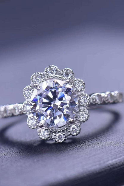 1.5 Carat Moissanite Floral-Shaped Cluster Ring