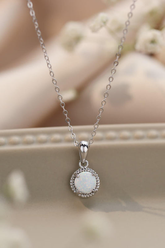 Opal Round Pendant Chain Necklace Carauana Store