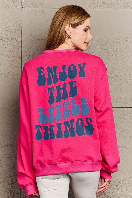 Simply Love Full Size ENJOY THE LITTLE THINGS Round Neck Sweatshirt Carauana Store