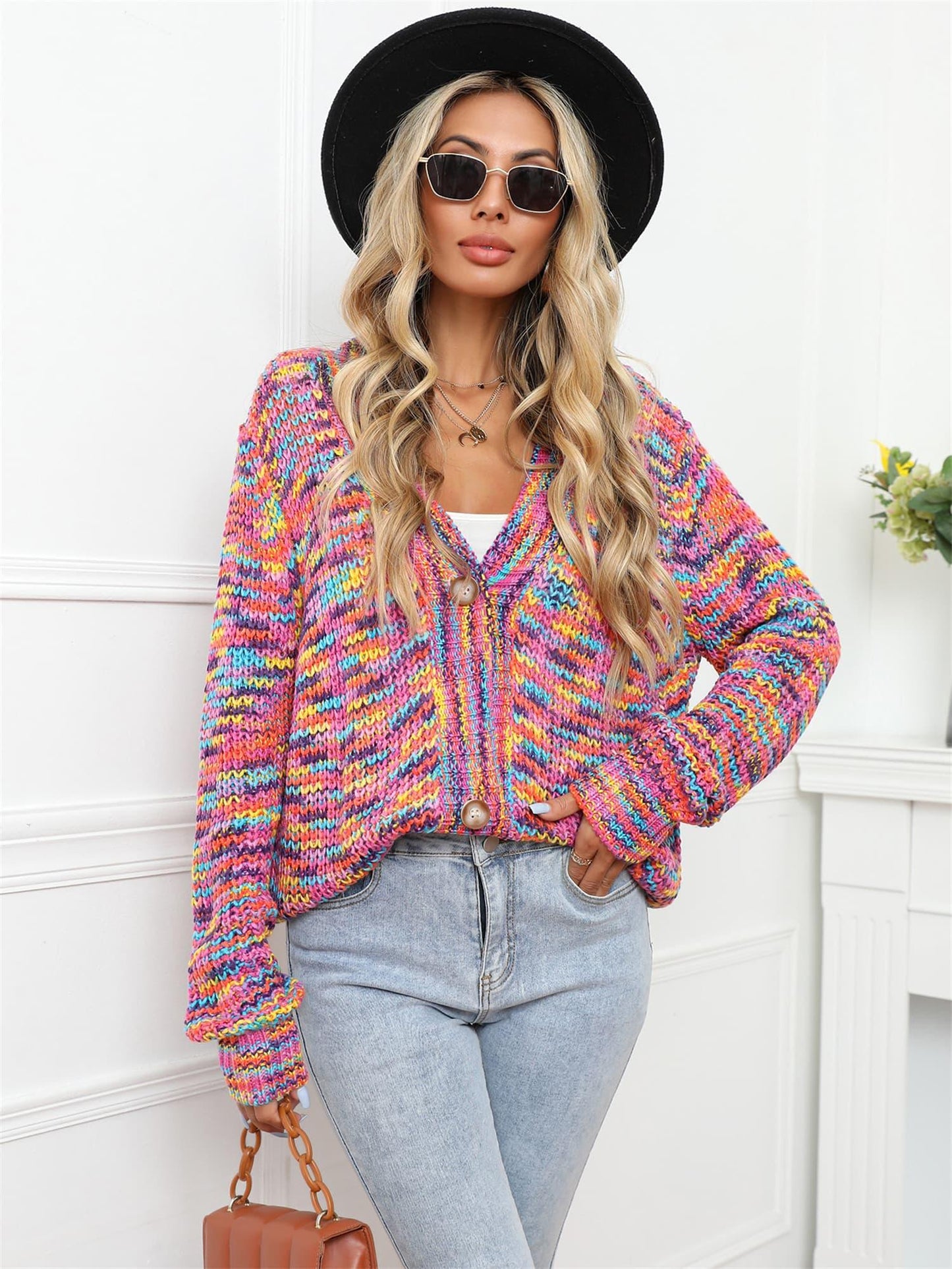 Angel Wings V-Neck Long Sleeve Cardigan