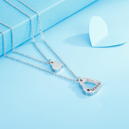 Stainless Steel Cutout Heart Double-Layered Necklace