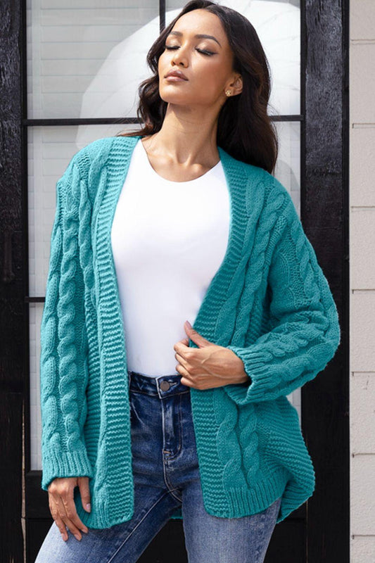 Open Front Cable-Knit Cardigan Carauana Store