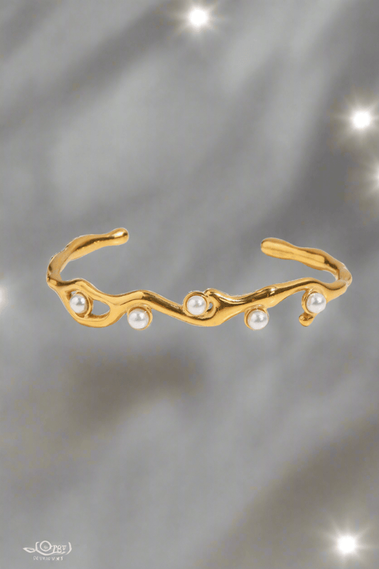 Inlaid Synthetic Pearl Open Bracelet Carauana Store