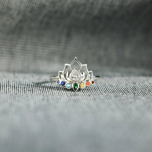 925 Sterling Silver Inlaid Zircon Lotus Shape Ring Carauana Store