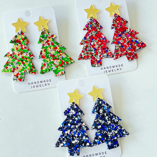 Christmas Tree Acrylic Dangle Earrings Carauana Store