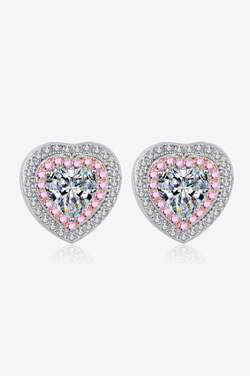 Moissanite Heart-Shaped Stud Earrings