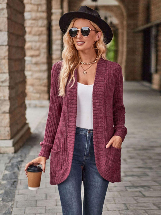 Open Front Cardigan with Pockets Carauana Store