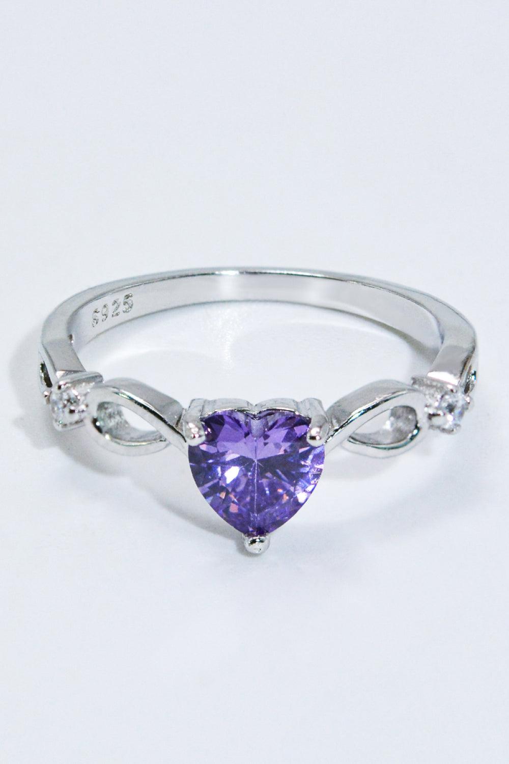 Crystal Heart 925 Sterling Silver Ring