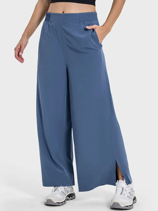 Millennia Slit Wide Leg Active Pants Carauana Store
