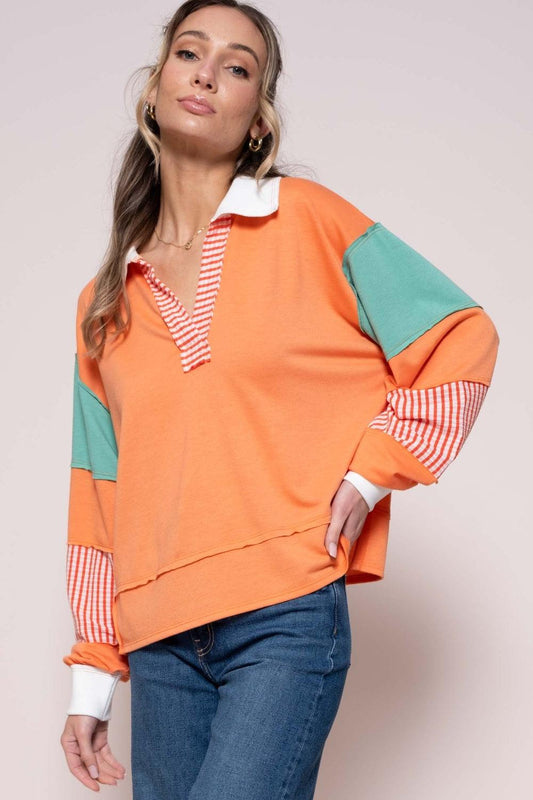 Hailey & Co Color Block Top with Striped Panel Carauana Store