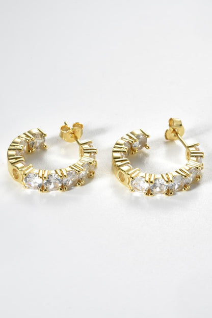 Inlaid Zircon C-Hoop Earrings