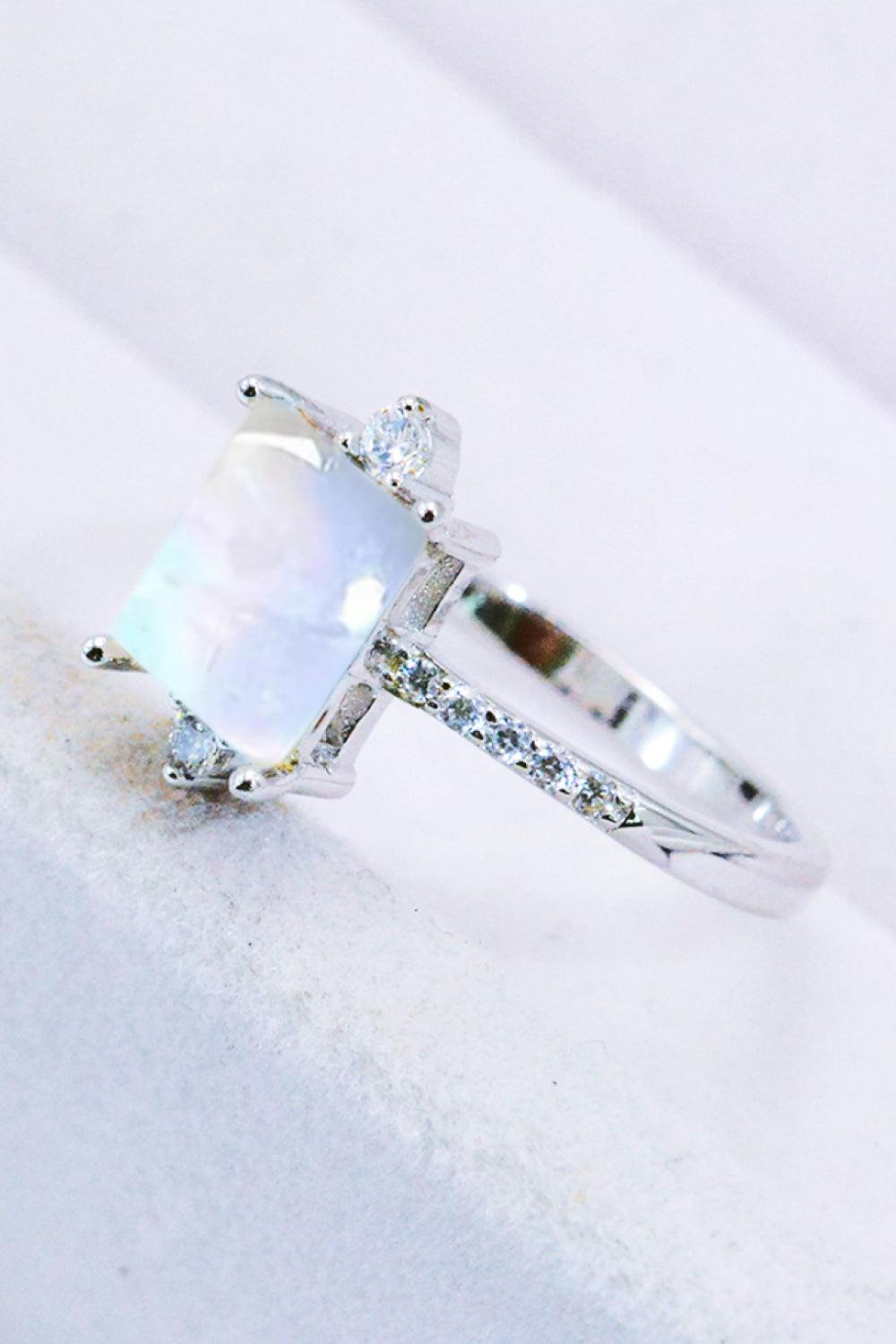 925 Sterling Silver Square Moonstone Ring