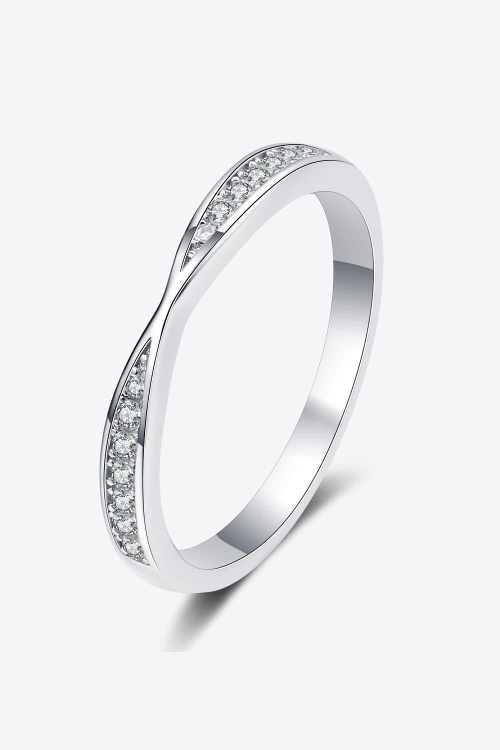 Moissanite Rhodium-Plated Ring