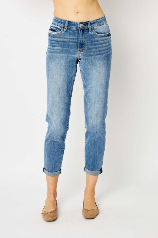 Judy Blue Full Size Cuffed Hem Slim Jeans Carauana Store