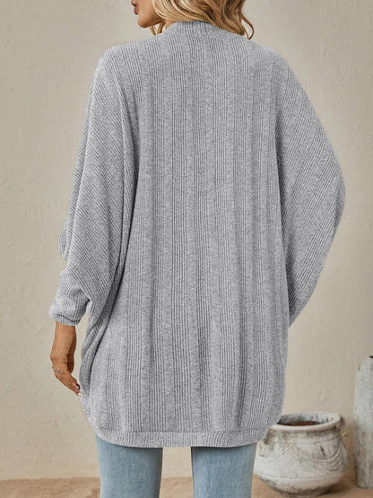 Open Front Dropped Shoulder Cardigan