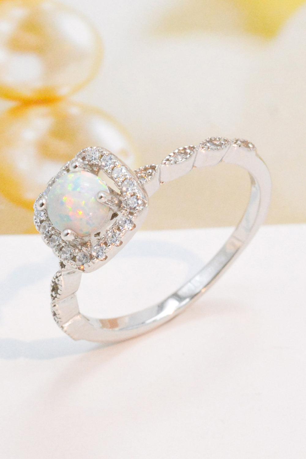 925 Sterling Silver Inlaid Opal Ring