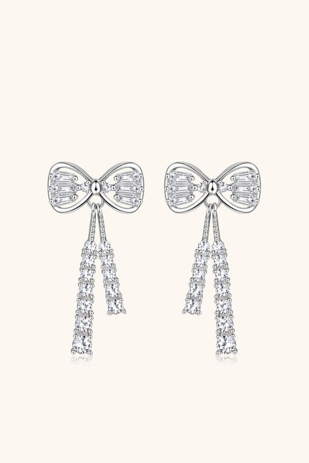 1.12 Carat Moissanite 925 Sterling Silver Bow Earrings CaRaUaNa Fashion