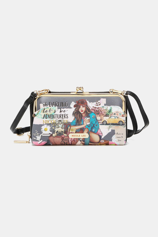 Nicole Lee USA Signature Kiss Lock Crossbody Wallet 