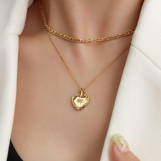 Heart Shape Double-Layered Stainless Steel Necklace Carauana Store