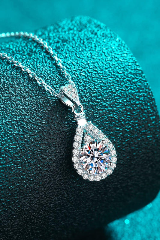 2 Carat Moissanite Teardrop Pendant 925 Sterling Silver Necklace Carauana Store