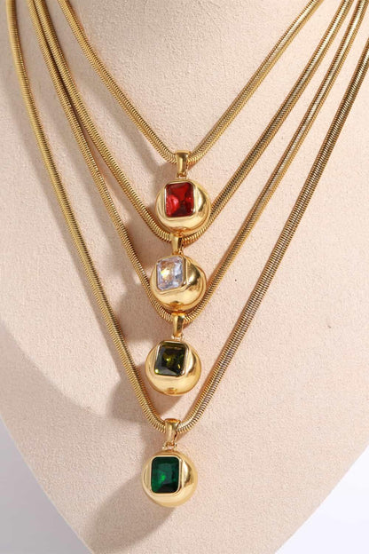 Zircon 18K Gold-Plated Geometrical Shape Pendant Necklace