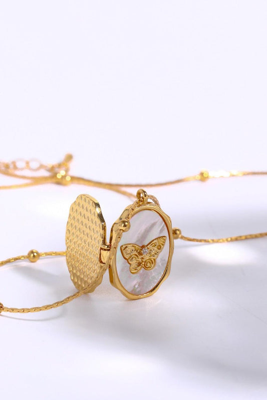 Butterfly Shell Pendant Copper Necklace Carauana Store