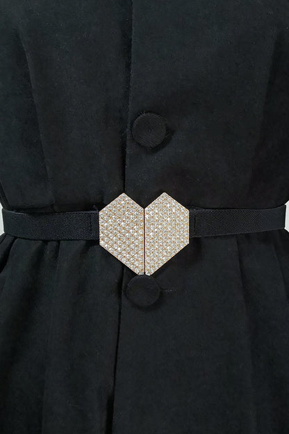 Rhinestone Heart Buckle Elastic Belt Carauana Store