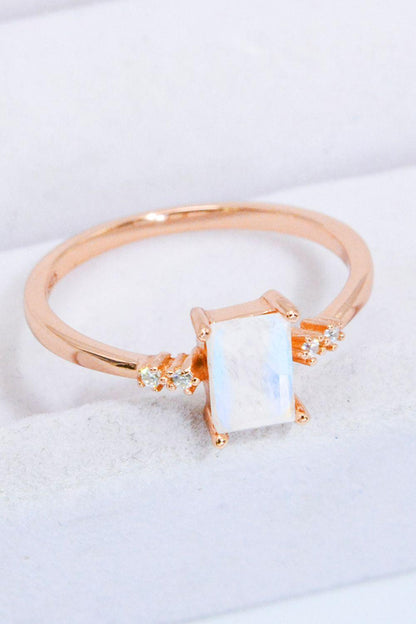 Rectangle Natural Moonstone Ring