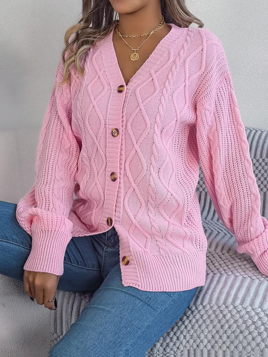 Cable-Knit Long Sleeve Cardigan