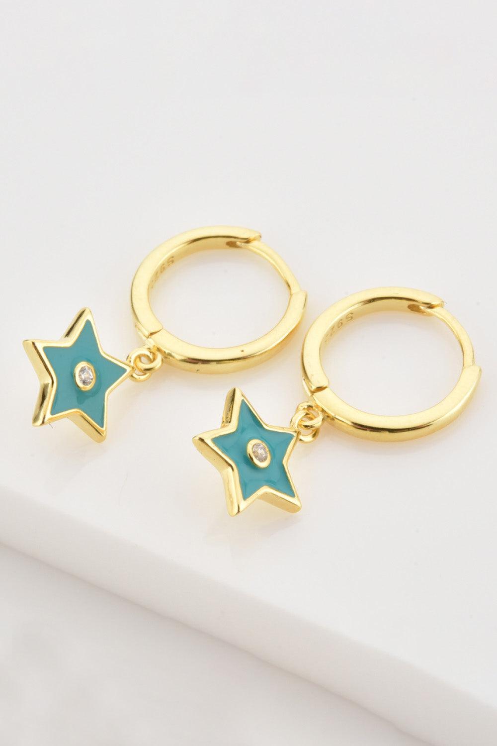 Zircon 925 Sterling Silver Star Drop Earrings