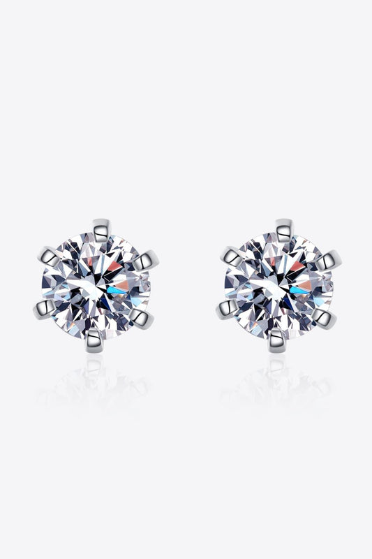 1 Carat Moissanite Rhodium-Plated Stud Earrings Carauana Store