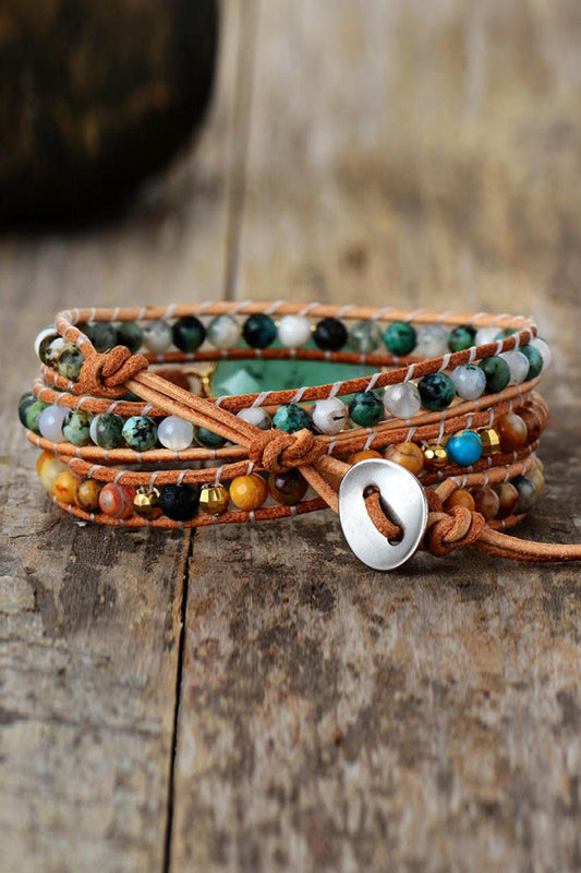 Natural Stone & Agate Layered Bracelet Carauana Store