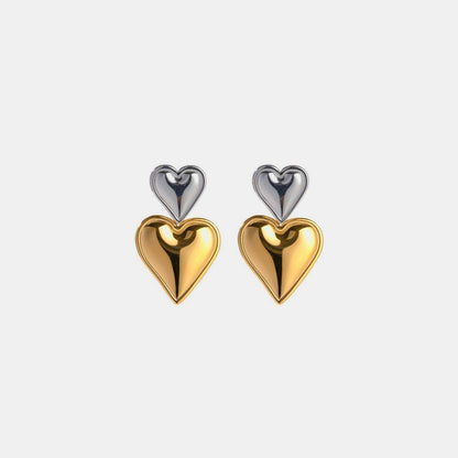 Stainless Steel Double Heart Earrings