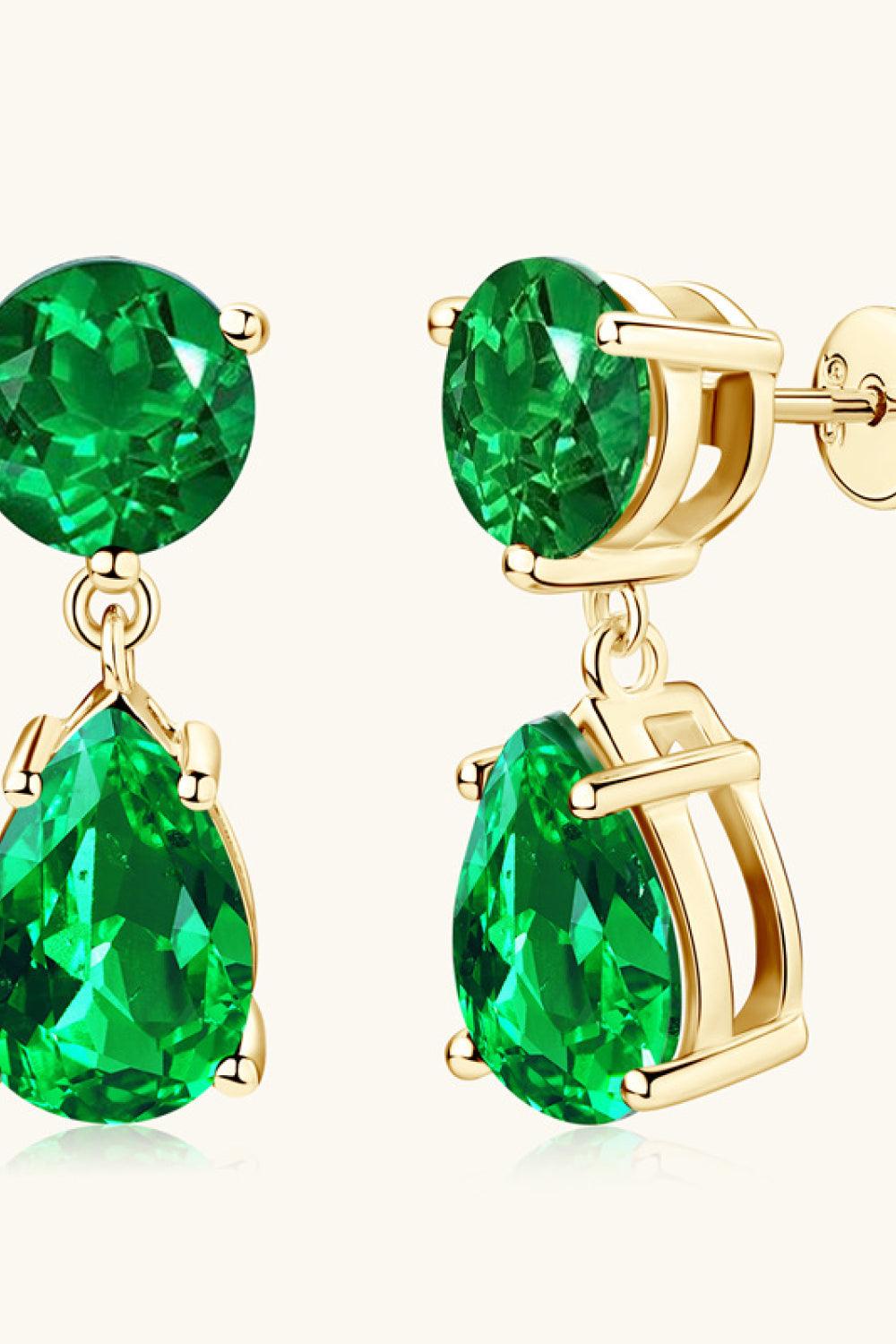 Lab-Grown Emerald Drop Earrings